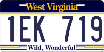 WV license plate 1EK719