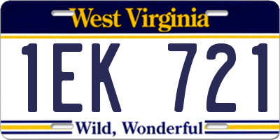WV license plate 1EK721