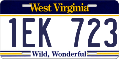 WV license plate 1EK723