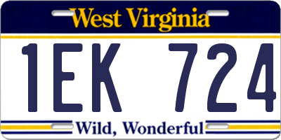 WV license plate 1EK724