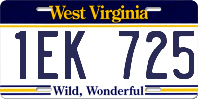 WV license plate 1EK725