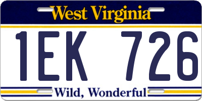 WV license plate 1EK726