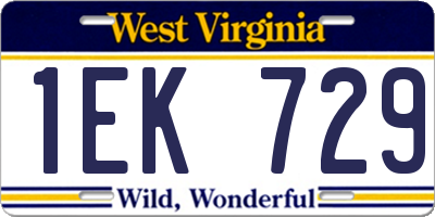 WV license plate 1EK729
