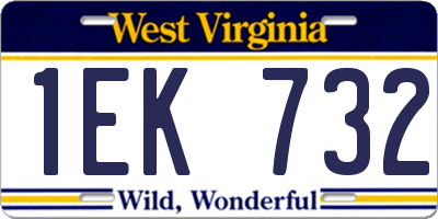 WV license plate 1EK732