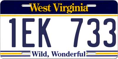 WV license plate 1EK733
