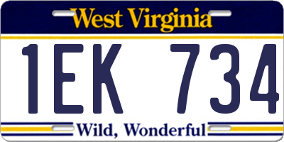 WV license plate 1EK734