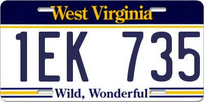 WV license plate 1EK735
