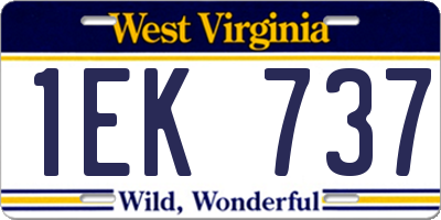 WV license plate 1EK737