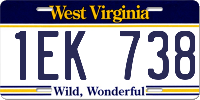 WV license plate 1EK738