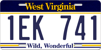 WV license plate 1EK741