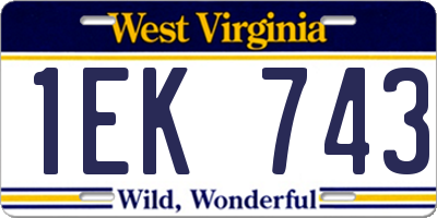 WV license plate 1EK743
