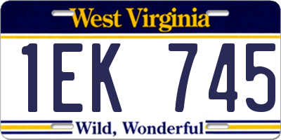 WV license plate 1EK745