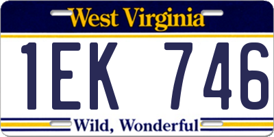 WV license plate 1EK746