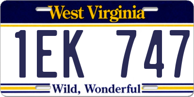 WV license plate 1EK747