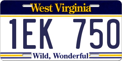 WV license plate 1EK750