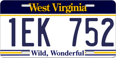 WV license plate 1EK752