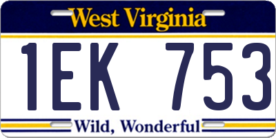 WV license plate 1EK753