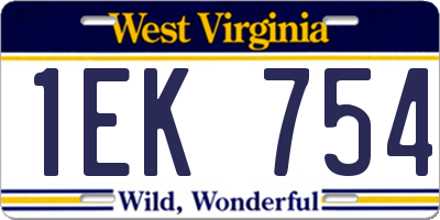 WV license plate 1EK754