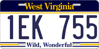 WV license plate 1EK755