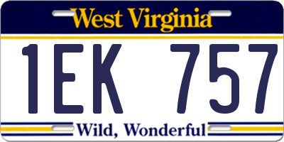 WV license plate 1EK757