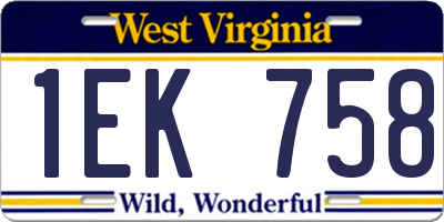 WV license plate 1EK758