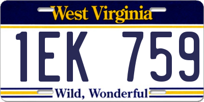 WV license plate 1EK759