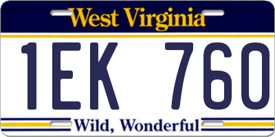WV license plate 1EK760