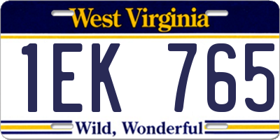 WV license plate 1EK765