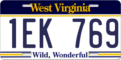 WV license plate 1EK769