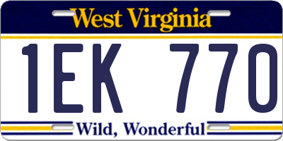 WV license plate 1EK770