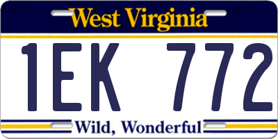 WV license plate 1EK772