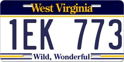 WV license plate 1EK773
