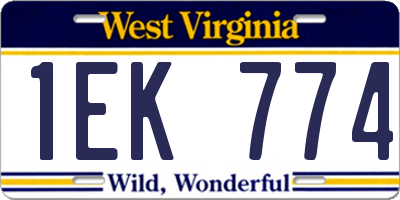 WV license plate 1EK774