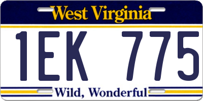 WV license plate 1EK775