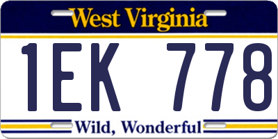 WV license plate 1EK778