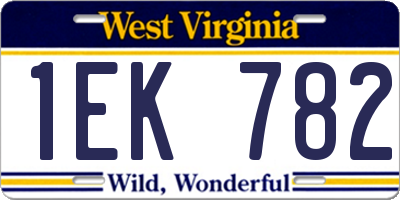 WV license plate 1EK782
