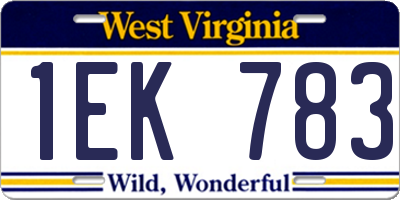 WV license plate 1EK783