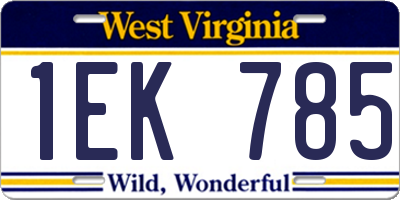 WV license plate 1EK785