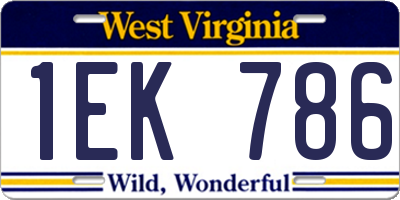 WV license plate 1EK786
