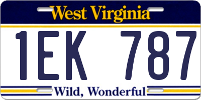 WV license plate 1EK787