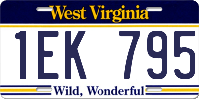 WV license plate 1EK795