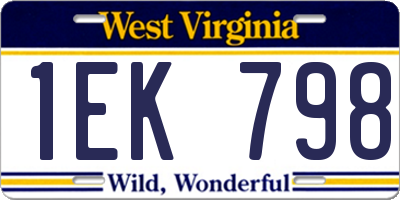 WV license plate 1EK798