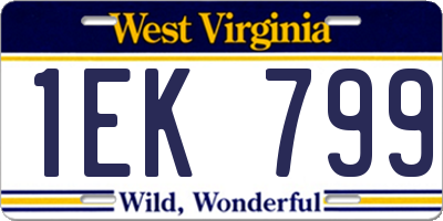 WV license plate 1EK799