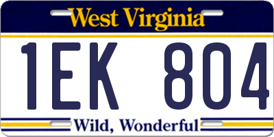 WV license plate 1EK804
