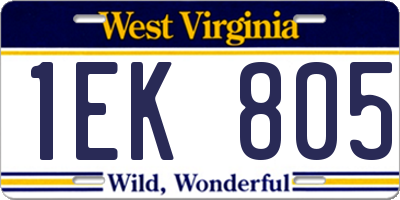 WV license plate 1EK805