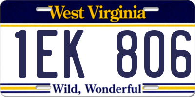 WV license plate 1EK806