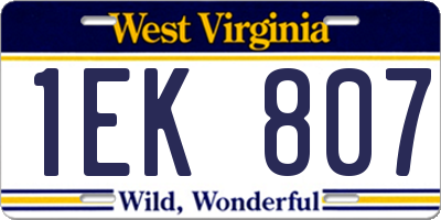 WV license plate 1EK807