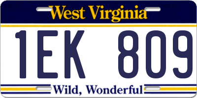 WV license plate 1EK809
