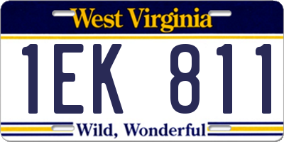 WV license plate 1EK811