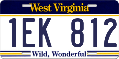 WV license plate 1EK812